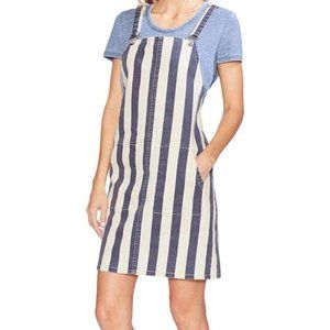 Vince Camuto Striped Overall 'Skirtall' Dress